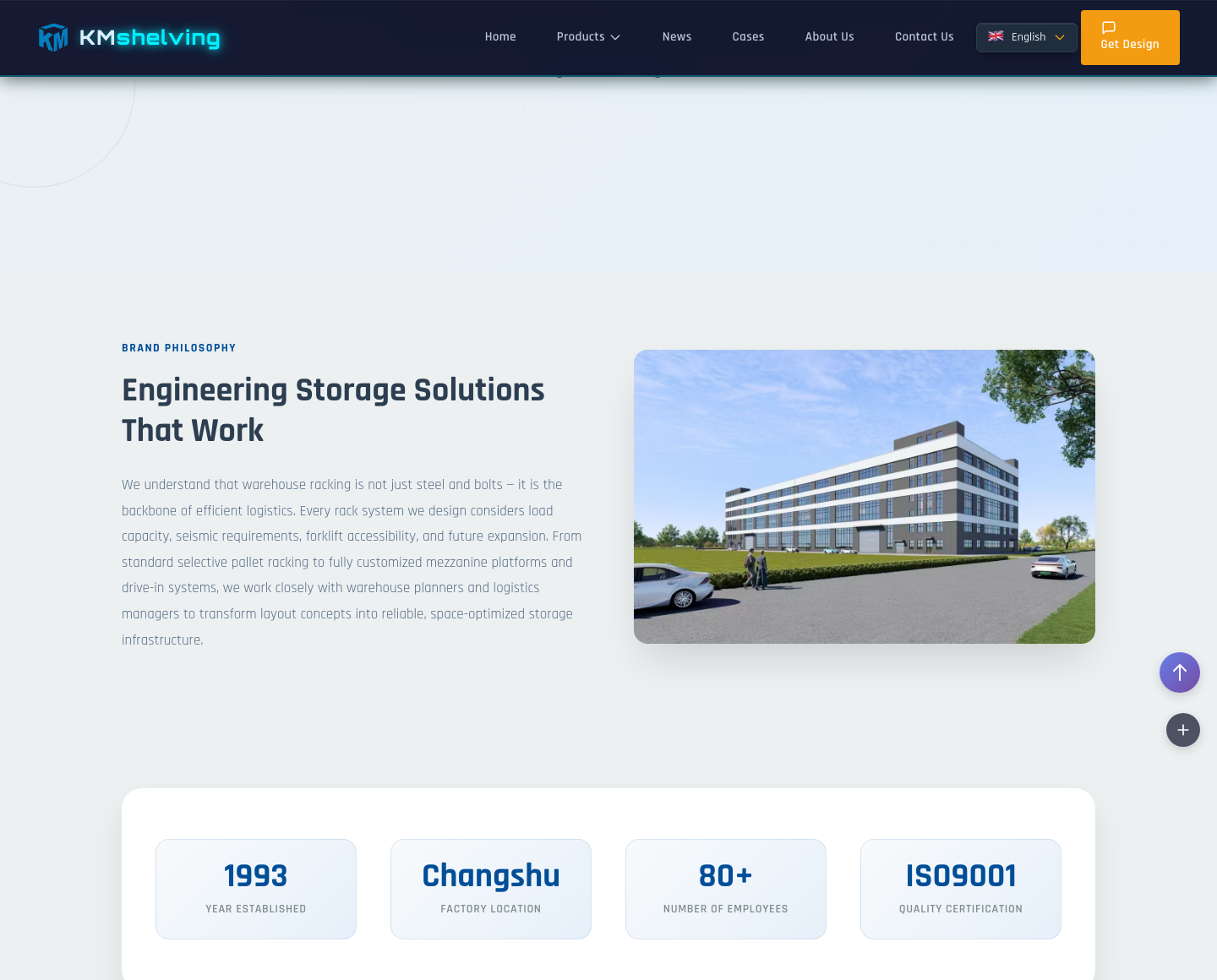 KMS Shelving: Multilingual Export Website for an Industrial Racking Brand Screenshot 3